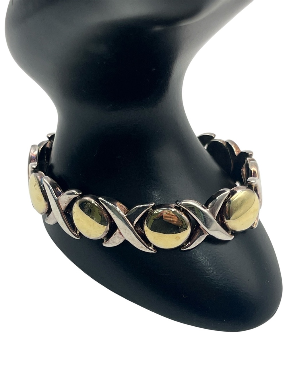 XOXO two tone silver & gold over sterling silver hugs kissed bracelet vintage